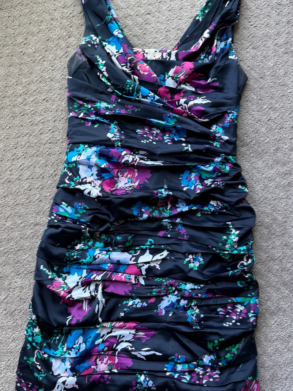 Express Ruched Floral Lined Dress